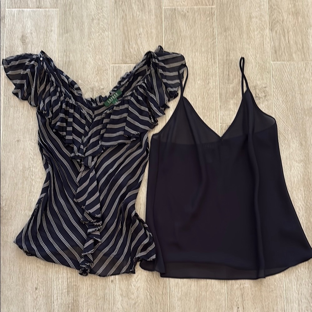 Elegant Navy and White Striped Women's Top